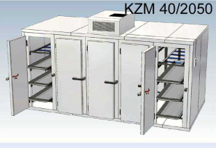 Камера холодильная на 20 тел, с 5 большими дверьми, (Д/В: 680 x 2000 мм) 80 мм термоизоляция