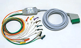 Кабель ЭКГ на 12 отведений с 10 электродами, включая кабель пациента и соединительный кабель